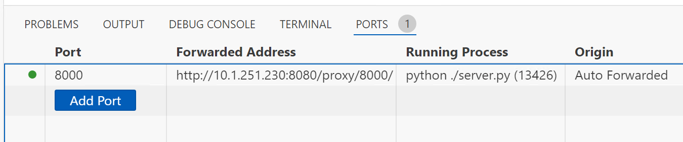 code-server port forward